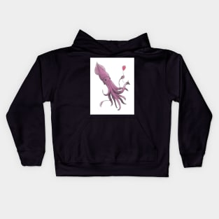 Giant Squid with Cake and Balloon - Happy Birthday Kids Hoodie